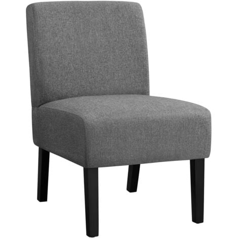 Yaheetech Upholstered Accent Chair with Solid Rubberwood Legs, Grey