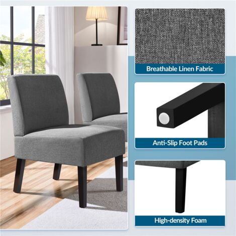 Yaheetech Upholstered Accent Chair with Solid Rubberwood Legs, Grey