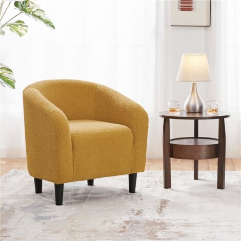 Yaheetech Upholstered Boucle Club Chair with Sturdy Legs, Mustard Yellow