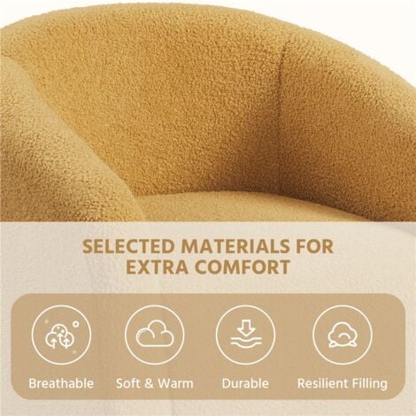 Yaheetech Upholstered Boucle Club Chair with Sturdy Legs, Mustard Yellow