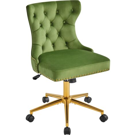 Yaheetech Upholstered Button Tufted Office Chair with Height Adjustable, Green