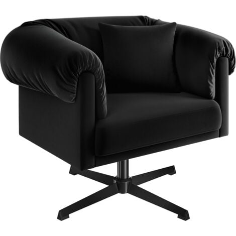 Yaheetech Upholstered Modern Swivel Accent Chair with Padded Armrest, Black