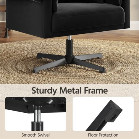 Yaheetech Upholstered Modern Swivel Accent Chair with Padded Armrest, Black