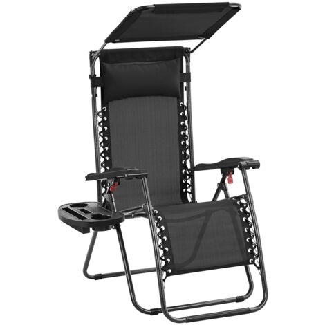 Yaheetech Outdoor Zero Gravity Chair with Sunshade Foldable, Black