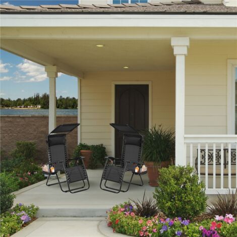 Yaheetech Outdoor Zero Gravity Chair with Sunshade Foldable, Black