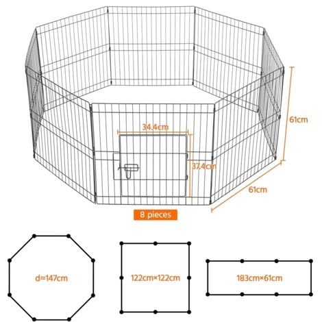 Yaheetech 8 Panel Puppy Pen Pet Dog Exercise Playpen Rabbit Fence Enclosures Run Cage