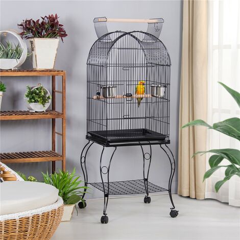 Smilemart Large 36 Inch Metal Bird Cage With Play Top For Parakeets And Lovebirds, Black
