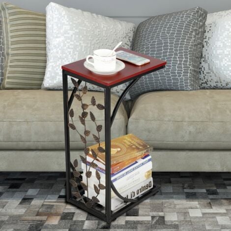 Yaheetech C Shaped Side Table,Sofa Table,Snack Coffee Tray End Table