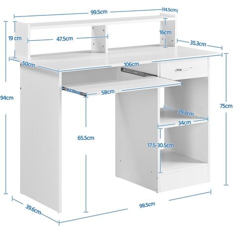 Yaheetech Computer Desk with Keyboard Tray Home Office Laptop Desktop Table for Small Spaces, White