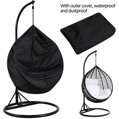 Yaheetech Rattan Swing Chair Hanging Chair With Cushion, Black