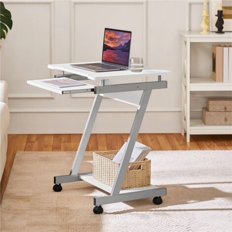 Yaheetech Computer Desk Z-Shaped with Keyboard Shelf Home Office Study PC Table Furniture, White