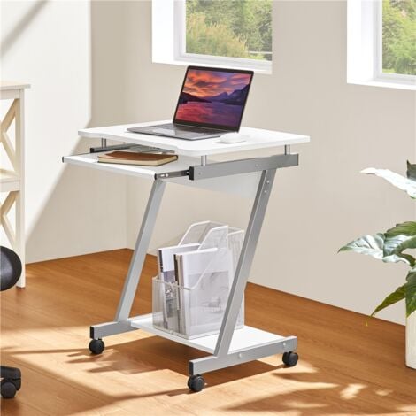 Yaheetech Computer Desk Z-Shaped with Keyboard Shelf Home Office Study PC Table Furniture, White
