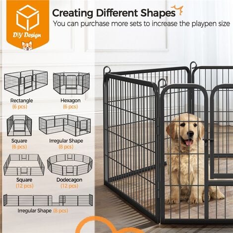 Yaheetech 2 Panels Metal Dog Playpen Fence - 40H