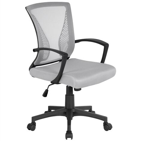 Yaheetech Mid-back Mesh Office Chair Height Adjustable for Students Study, Light Gray