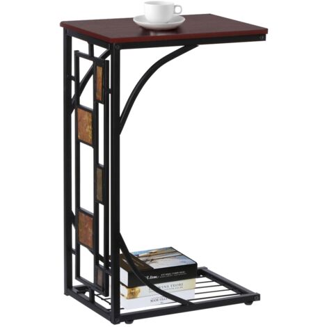 Yaheetech Antique Style End Table Sofa Side/Coffee/Snack/Storage Trolly Narrow Table for Home,Living Room,Office - brown