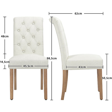 Yaheetech 2pcs Fabric Upholstered Dining Chair for Home/Restaurants, Beige