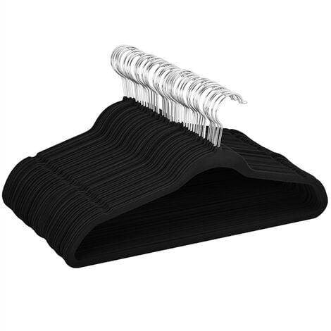 Yaheetech Velvet Coat Hangers, 100 Pack, 45cm Standard Non-Slip 360 Degree Swivel Hook, Black