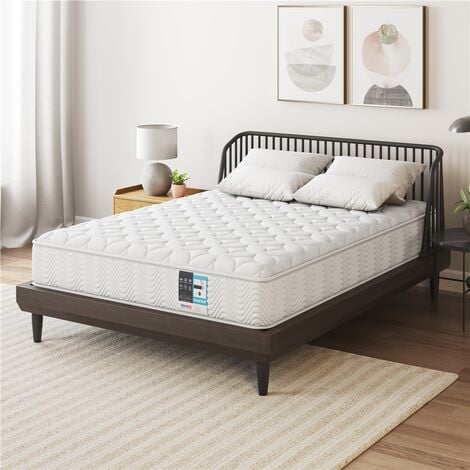 Yaheetech 4ft6 Double Mattress Pocket Coil Spring Comfortable Medium Firm Single Bed Mattress 20cm Thickness, White
