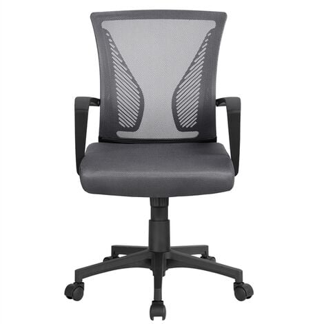 Yaheetech Mid-back Mesh Office Chair Height Adjustable for Students Study, Dark Gray