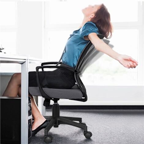 Yaheetech Mid-back Mesh Office Chair Height Adjustable for Students Study, Dark Gray