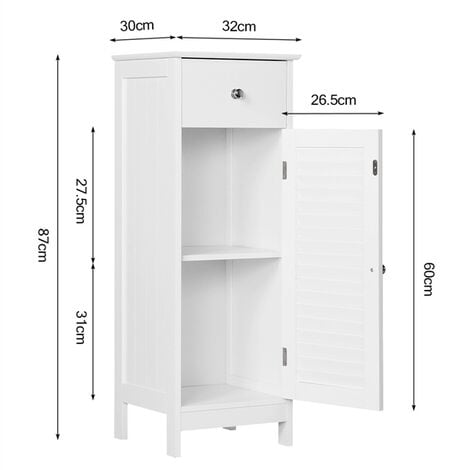 Yaheetech Tall Bathroom Storage Cabinet Bathroom Floor Cabinet ...