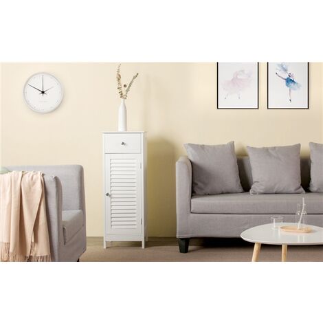 Yaheetech Tall Bathroom Storage Cabinet Bathroom Floor Cabinet,32x30x87cm, White