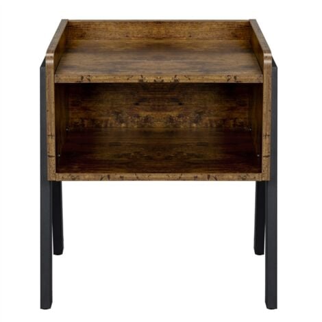 Bedside Table Industrial Nightstand, Rustic Wood End Tables With Storage