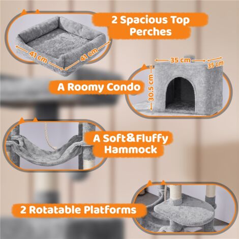 Yaheetech Multi Level Cat Tree Cat Tower for Medium/Large Cats,Light Grey