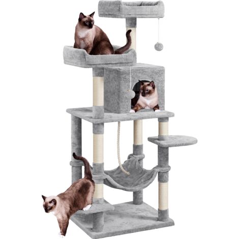Yaheetech Multi Level Cat Tree Cat Tower for Medium/Large Cats,Light Grey