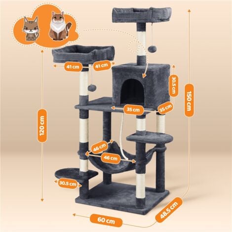 Yaheetech Multi Level Cat Tree Cat Tower for Medium/Large Cats,Dark Gray