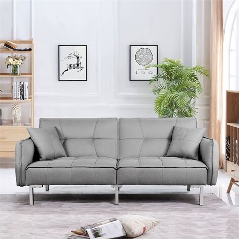Yaheetech Convertible Sofa Bed Multipurpose Fabric Sofa Bed for Living Room/Bedroom, Light Gray