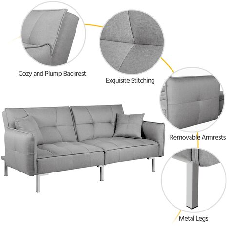 Futon with on sale removable arms