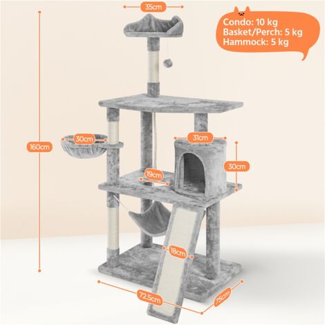 Yaheetech 63.5"H Cat Tree, Deluxe Multi Level Cat Tower, Light Gray