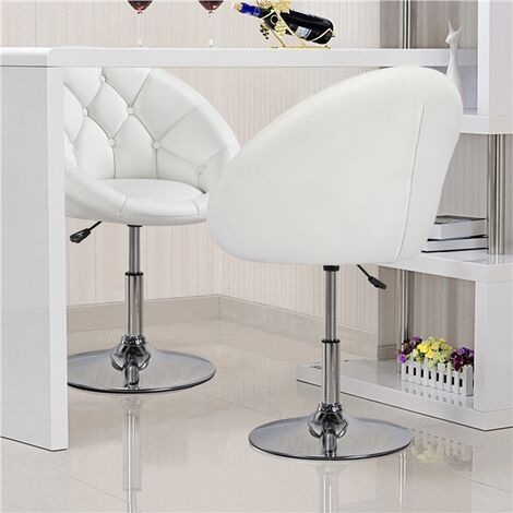 Yaheetech Adjustable Swivel Tufted Barrel Chair, White
