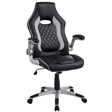 Executive Gaming Chair, High Back Racing Chair with Adjustable Armest Ergonomic Computer Desk Chair Swivel Chair for Home Office Grey