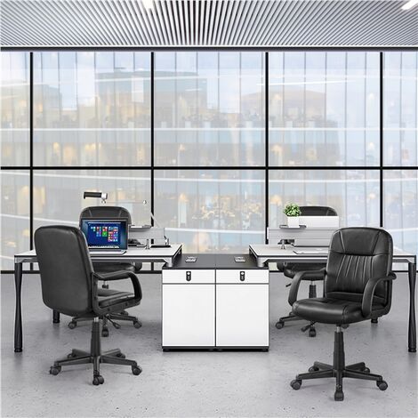Yaheetech Office Chair Leather Swivel Chair Essential Computer Chair, Black
