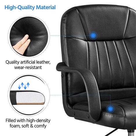 Yaheetech Office Chair Leather Swivel Chair Essential Computer Chair, Black
