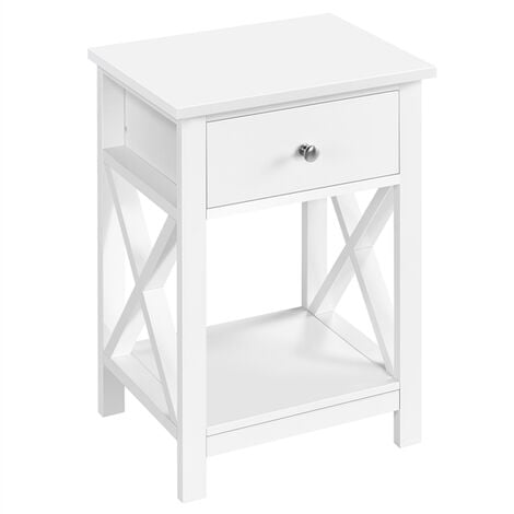 Yaheetech Bedside Tables X Shaped Nightstand Table for Bedroom/Livingroom, White