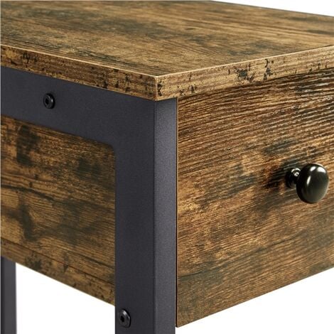 Yaheetech Narrow Side Table 2-Tier End Table for Small Spaces,Rustic Brown