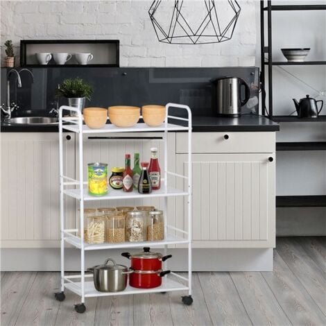 Yaheetech 4-Shelf Salon Trolley Cart, White