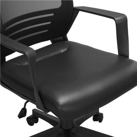 Yaheetech Home Office Desk Chair Leather Mesh Chair,Black