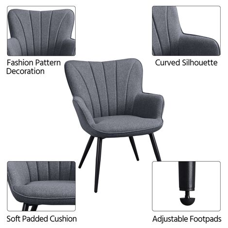 Yaheetech Curved Back Fabric Accent Chair Upholstered Armchair, Gray