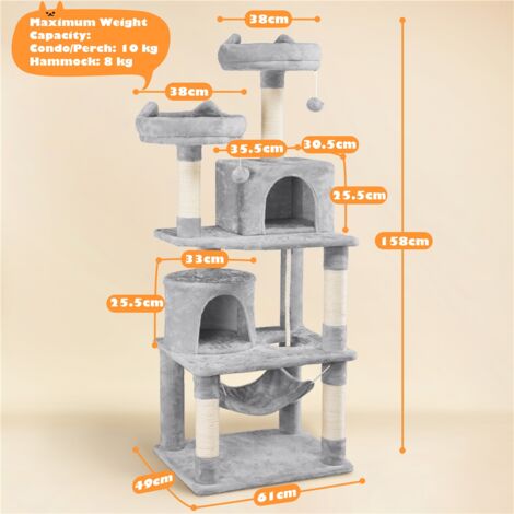 Yaheetech 62.5" H Multi Level Cat Tree, Light Gray