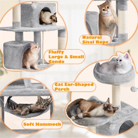 Yaheetech 62.5" H Multi Level Cat Tree, Light Gray