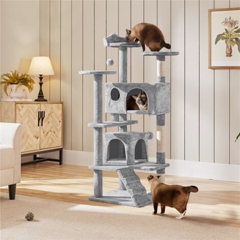 Yaheetech Cat Tree Tower Cat Kitten Scratching Tree for Kittens & Small/Medium Cats, Light Gray