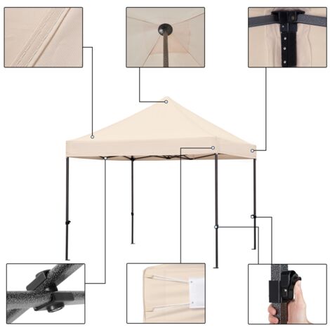 Yaheetech 3M x 3M Pop Up Canopy Tent Commercial Instant Heavy Duty Canopy, Beige