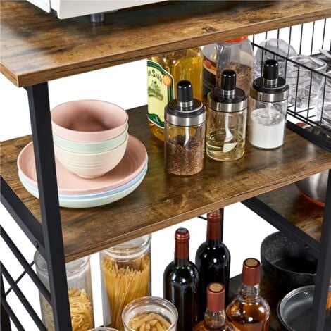 Yaheetech Kitchen Storage Rack Vintage Kitchen Island, Rustic Brown