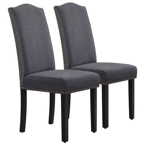 Set Of 2 Fabric Dining Chairs Classic, Grey Fabric Dining Room Chairs With Black Legs