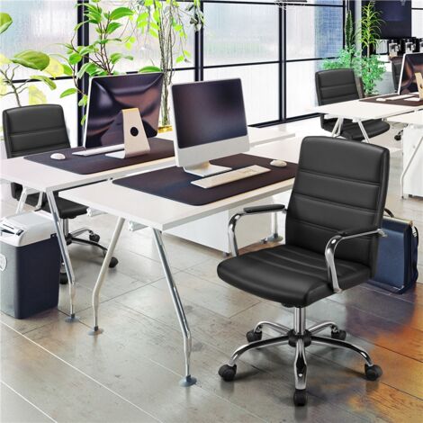Yaheetech Mid-Back Office Chair with Arms, Black