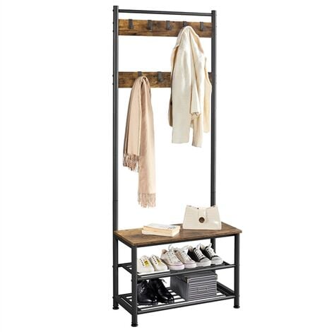 Yaheetech 184.5cm Height Metal Coat Rack Stand Hall Tree, Rustic Brown